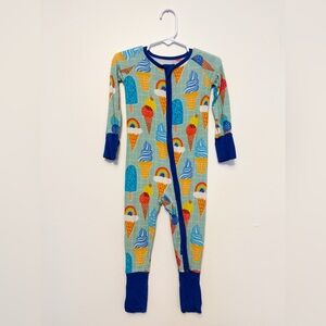 Ice Cream Treats Print Kids One Piece Zip Pajamas